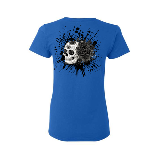 Floral Skull Tee/ Black Roses