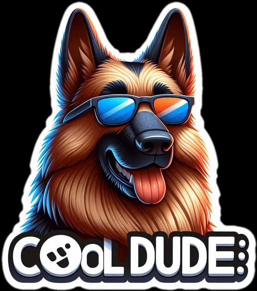 Personalized 15 oz Ceramic Mug – “Cool Dude” German Shepherd – Double-Sided Print for dads.