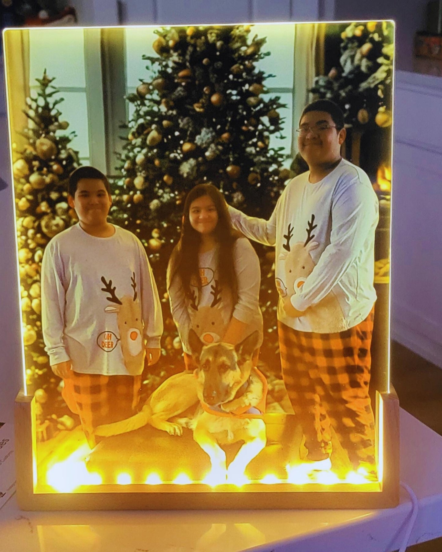 Personalized LED Photo Frame: Sublimation Glass Panel with Wood Stand