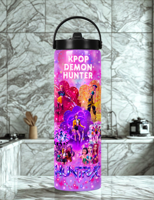 Pop Star Girls Water Bottle – Pink & Purple Sparkle Design
