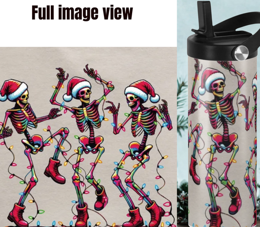 Dancing Skeleton Christmas Water Bottle – Festive Gothic Holiday Vibes
