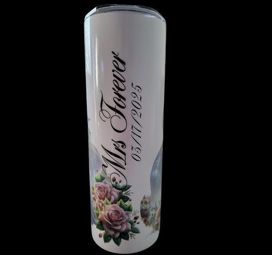 Personalized Bride Tumbler: Wedding Veil & Crown, Custom Name 20oz