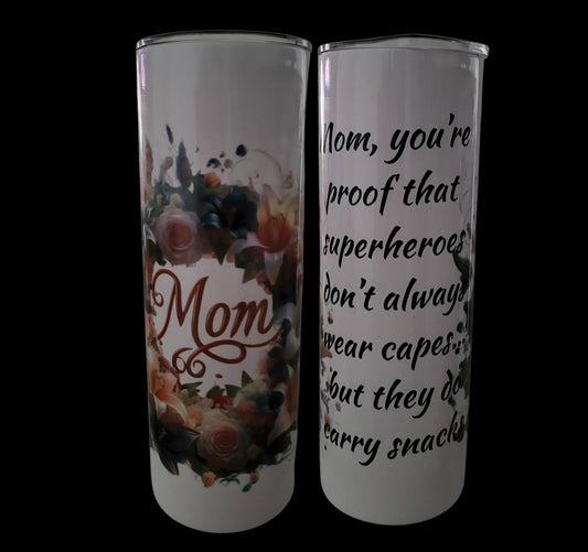 Mother's Day Floral Stainless Steel Tumbler 20oz | Skinny Insulated Cup l Travel Mug | Gift for Her | Hot & Cold Drink Cup, Mother's day
