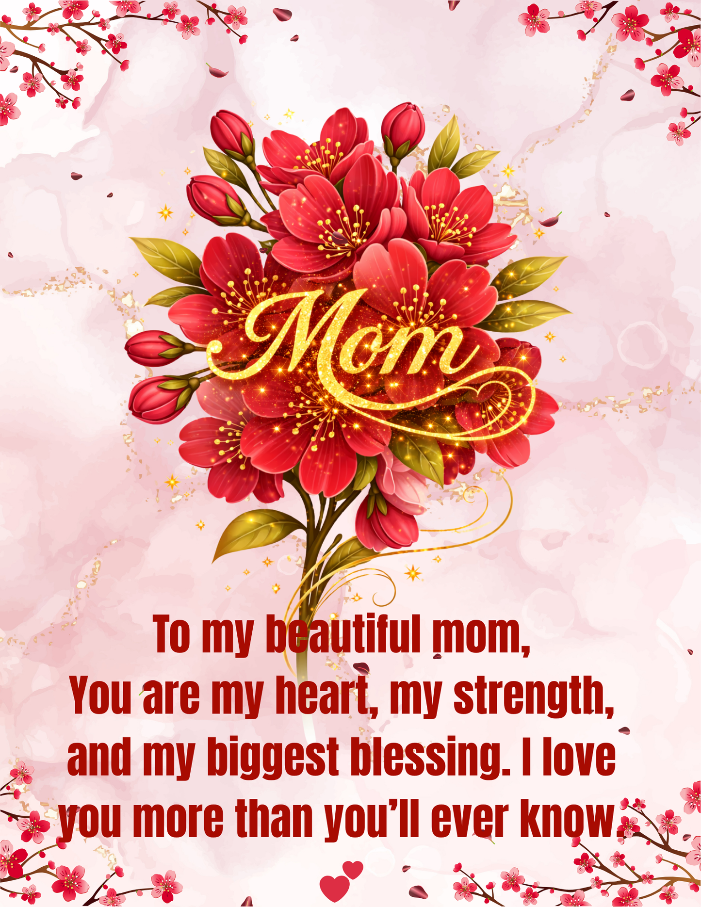 Personalized “Mom” Floral Tumbler with Handle – Custom Name & Heartfelt Message | Mother’s Day Gift