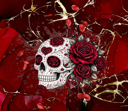 Floral Sugar Skull Tumbler – Aesthetic Skull & Flowers Stainless Steel Water Bottle | Gothic Celestial Drinkware Gift
