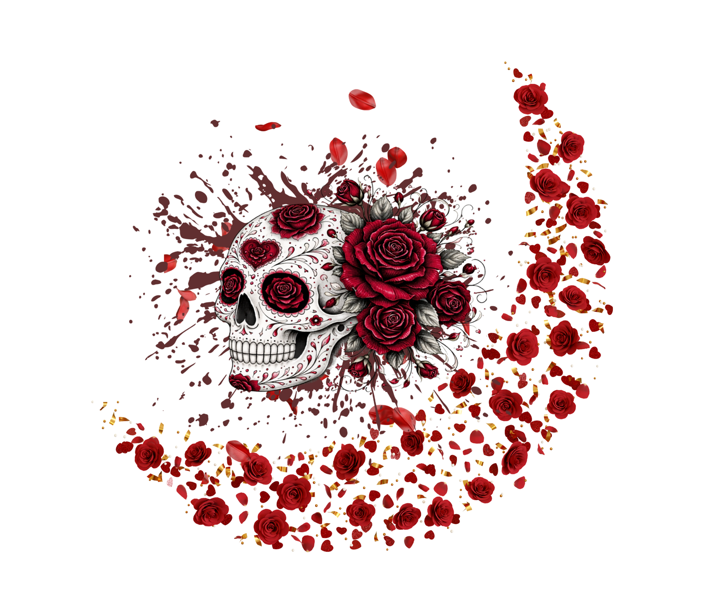 Floral Sugar Skull Tumbler – Aesthetic Skull & Flowers Stainless Steel Water Bottle | Gothic Celestial Drinkware Gift