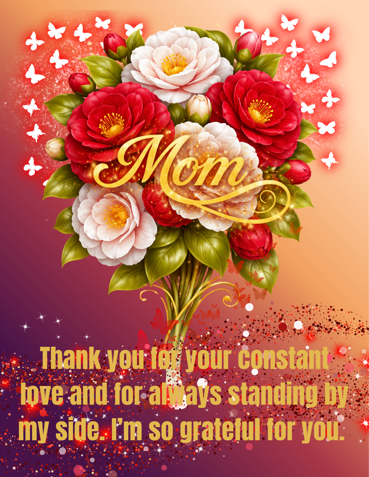 Personalized “Mom” Floral Tumbler with Handle – Custom Name & Heartfelt Message | Mother’s Day Gift