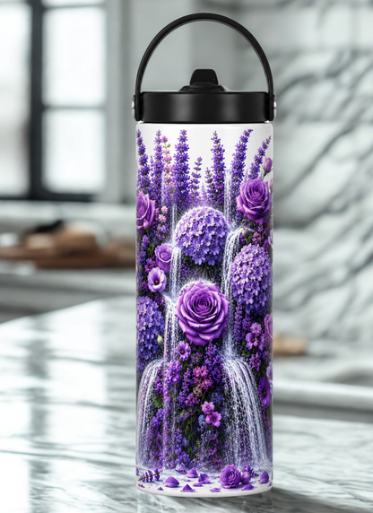 Floral Waterfall Water Bottle – Elegant Flower Design