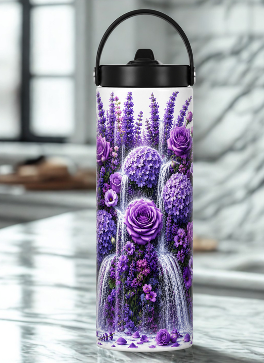 Floral Waterfall Water Bottle – Elegant Flower Design