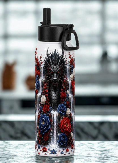 Floral Waterfall Water Bottle – Elegant Flower Design