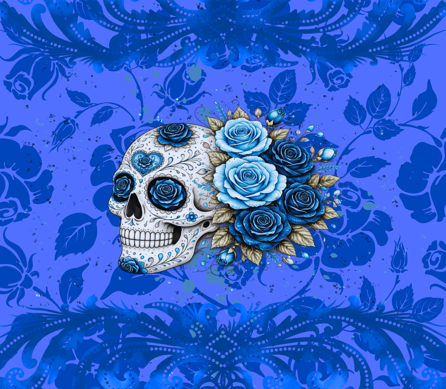 Floral Sugar Skull Tumbler – Aesthetic Skull & Flowers Stainless Steel Water Bottle | Gothic Celestial Drinkware Gift