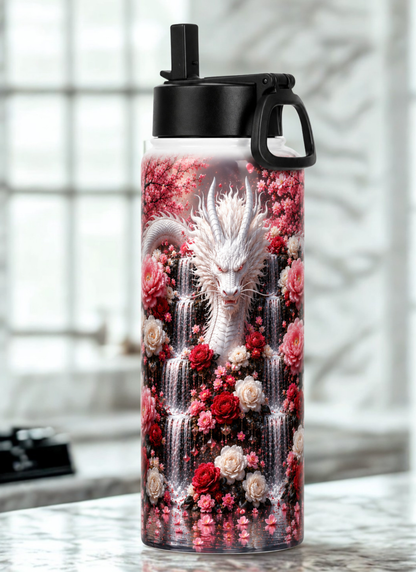 Floral Waterfall Water Bottle – Elegant Flower Design