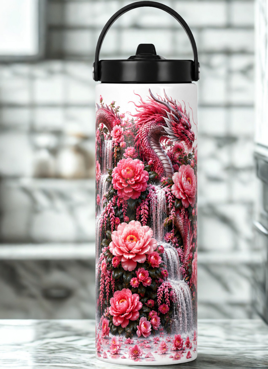 Floral Waterfall Water Bottle – Elegant Flower Design