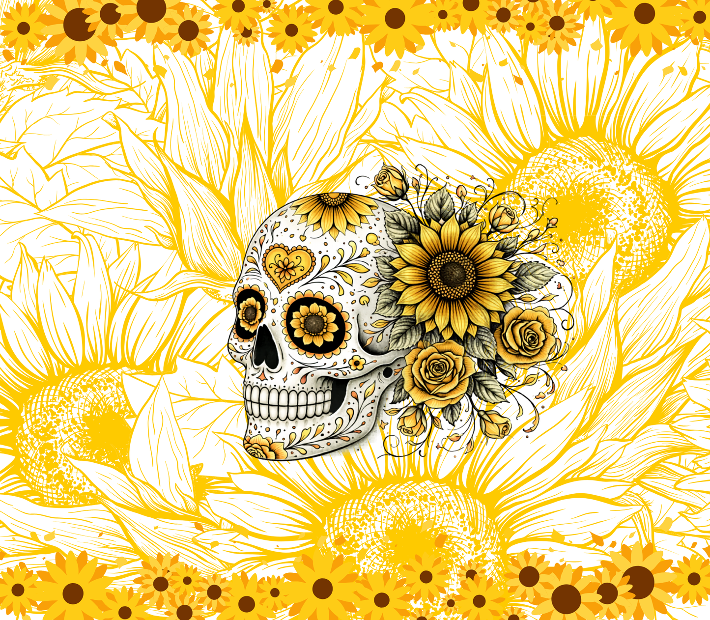 Floral Sugar Skull Tumbler – Aesthetic Skull & Flowers Stainless Steel Water Bottle | Gothic Celestial Drinkware Gift