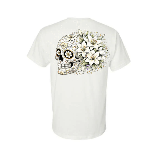 Floral Skull Unisex Tee – Bold, Minimal & Edgy Style