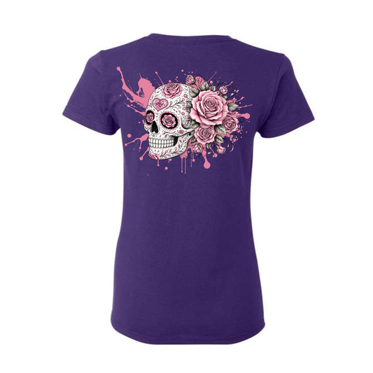 Pink Roses decorative Skull T-shirt