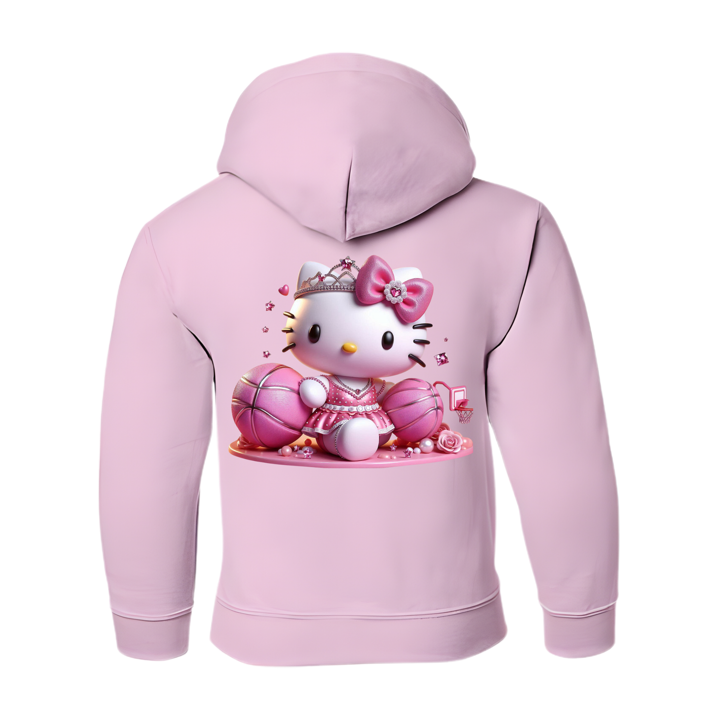 Pink Cartoon Kitty Basketball Hoodie/ Unisex