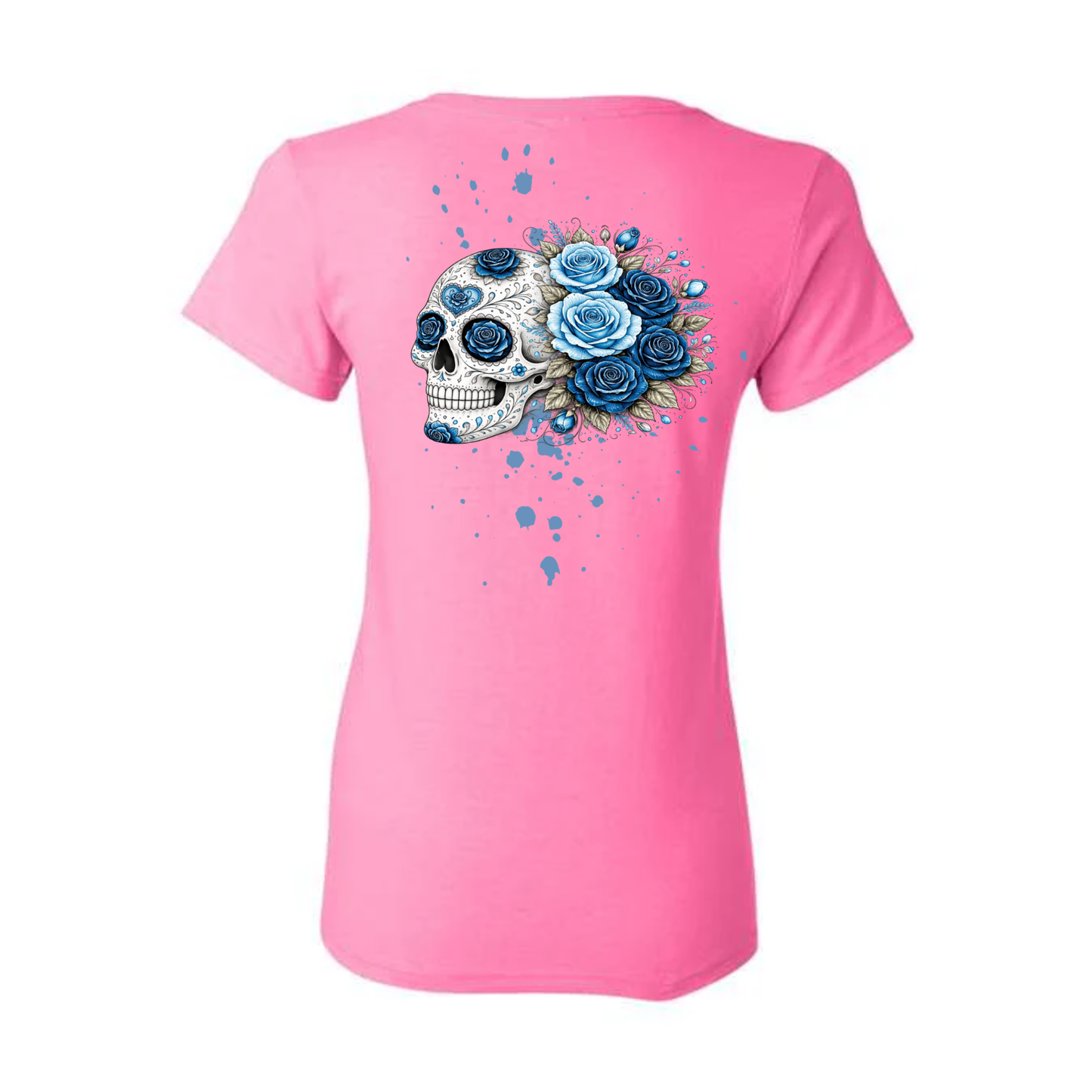Blue Roses decorative Skull T-shirt