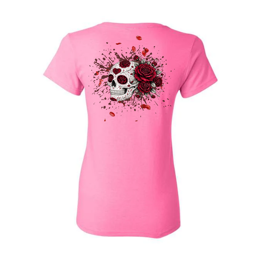 Red Roses decorative Skull T-shirt