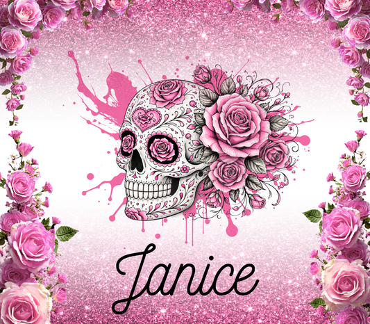 Floral Sugar Skull Tumbler – Aesthetic Skull & Flowers Stainless Steel Water Bottle | Gothic Celestial Drinkware Gift