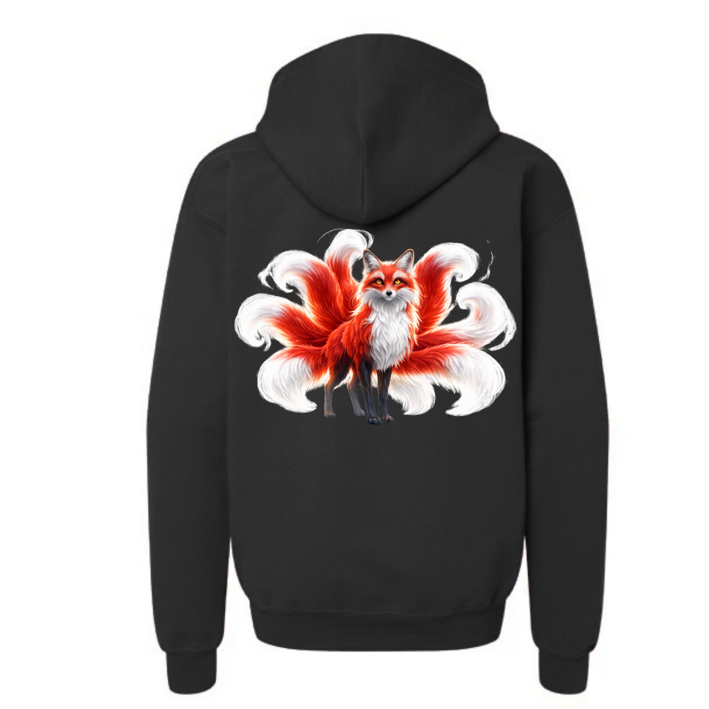 Nine-Tailed Fox Zip Up Hoodie – Fantasy Spirit Animal Jacket – Mythical Fox Hoodie – Fire Fox Graphic Zip Hoodie