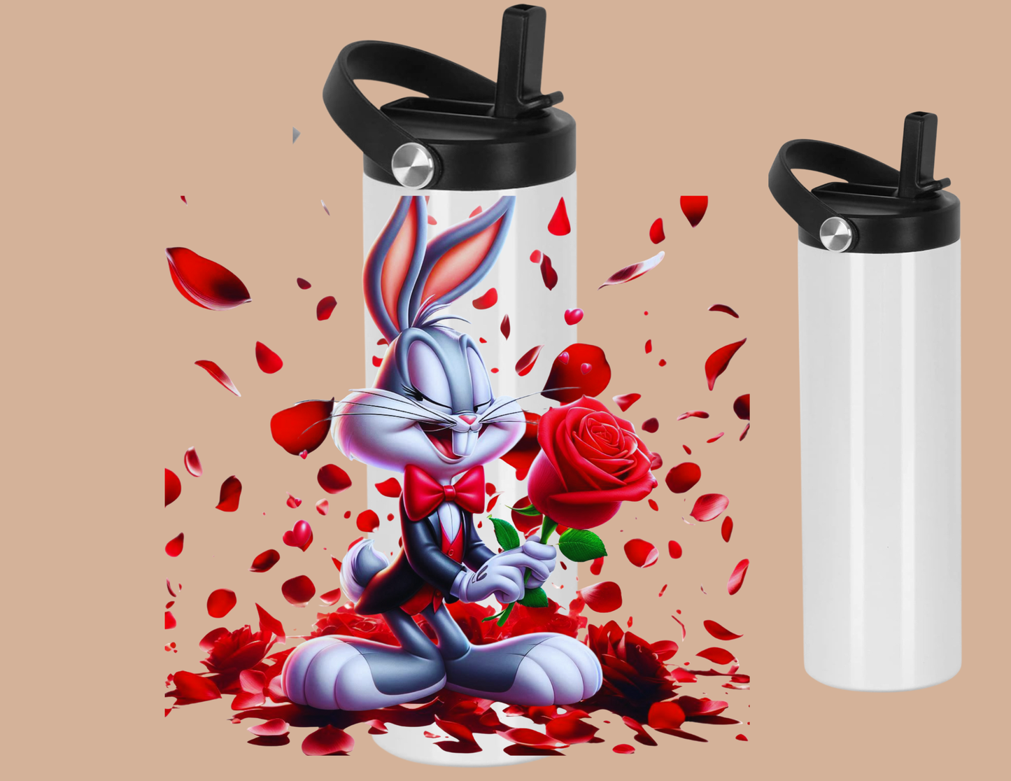 Flirty Tumbler – 20oz Stainless Steel Cup with Roses, Personalized Cartoon Drinkware for Fans