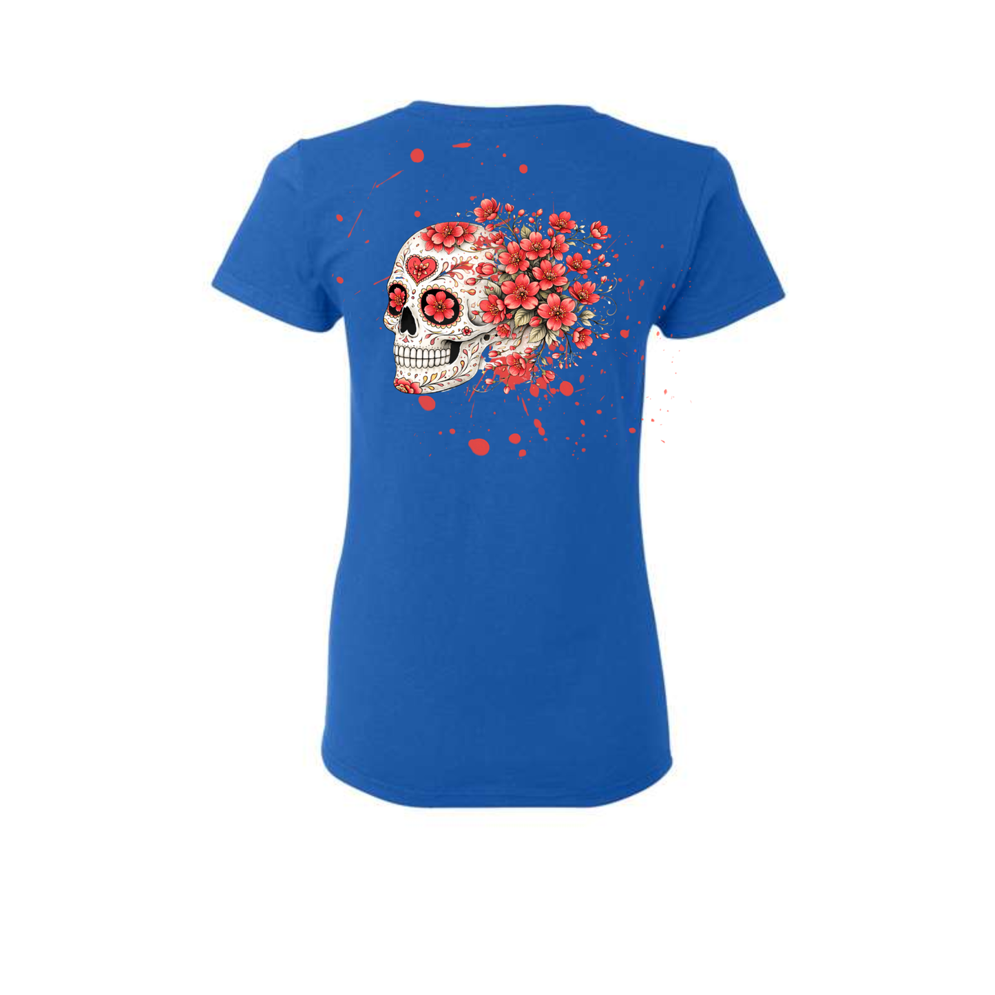 Red Cherry Blossoms decorative Skull T-shirt