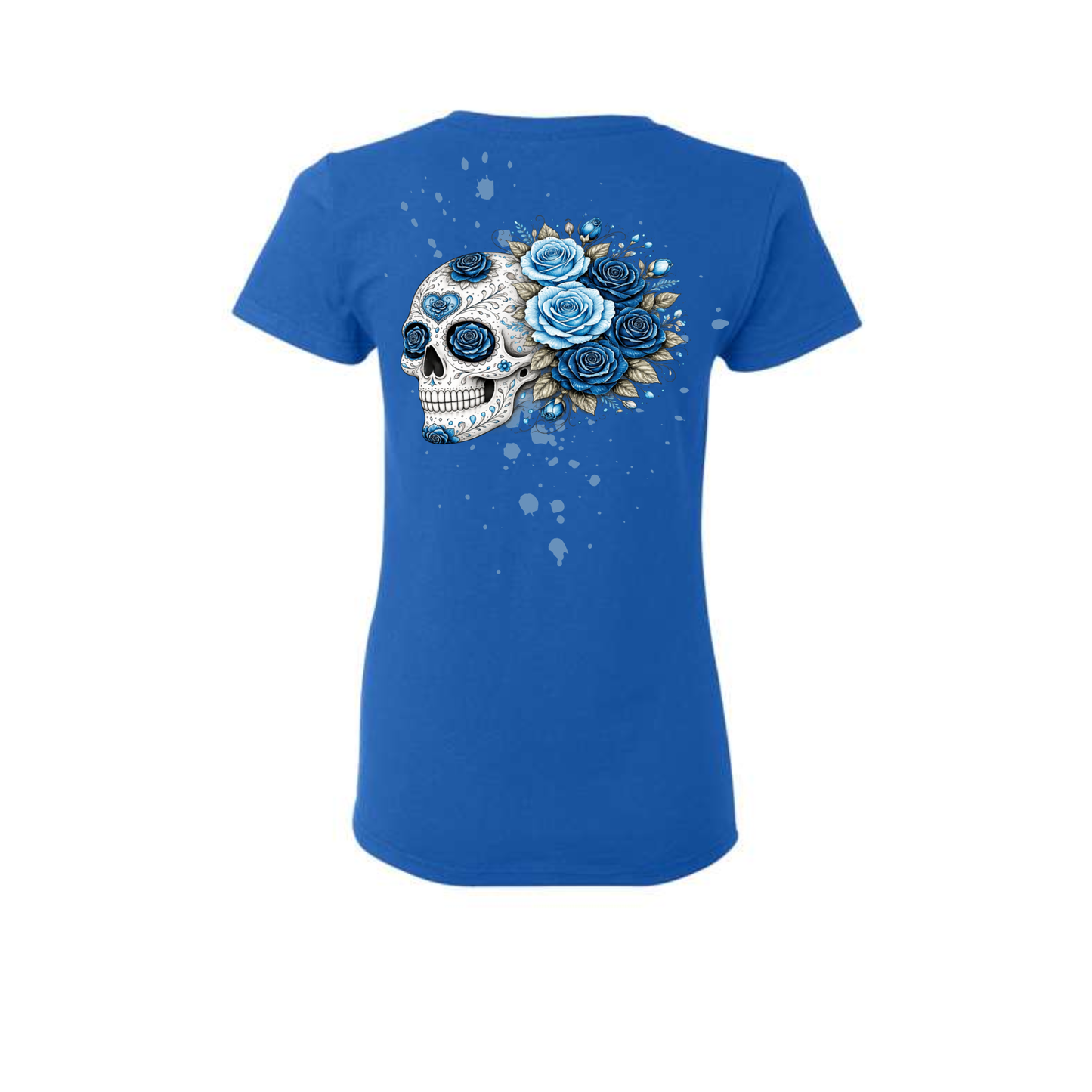 Blue Roses decorative Skull T-shirt