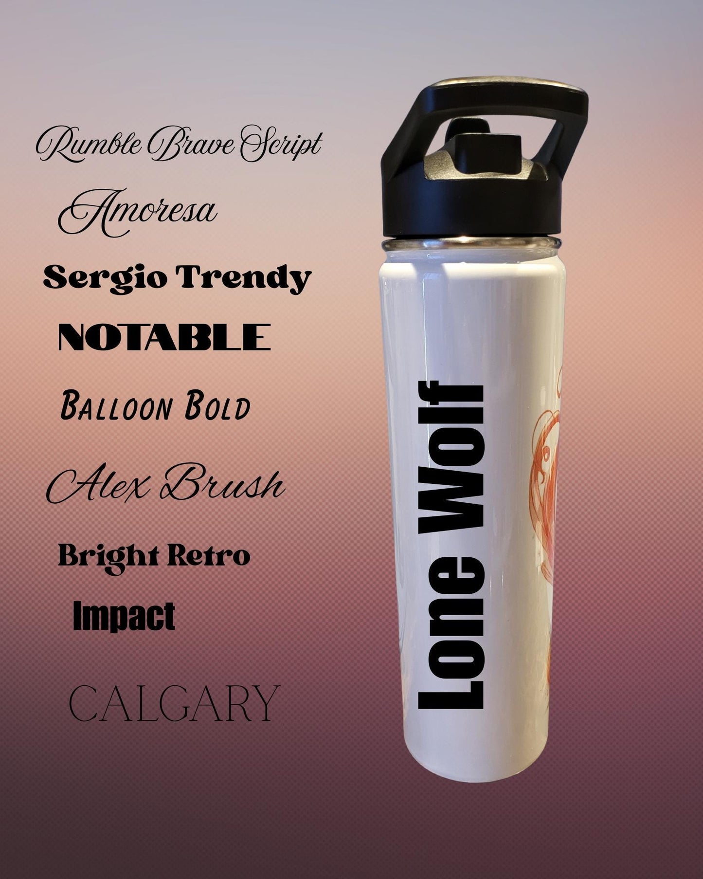 Red Wolf Insulated Water Bottle: 24oz Stainless Steel with Straw Lid