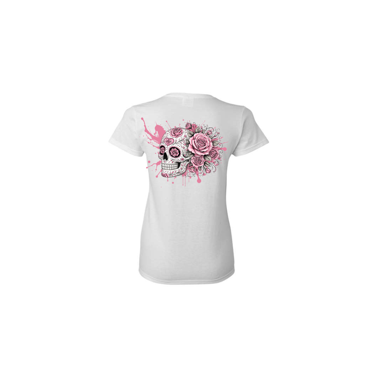 Pink Roses decorative Skull T-shirt