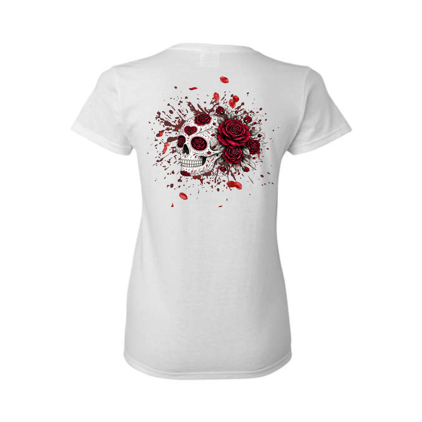 Red Roses decorative Skull T-shirt