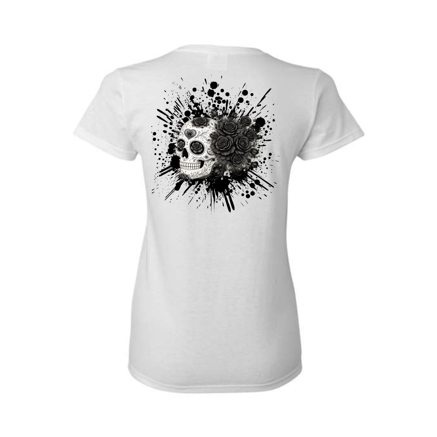 Floral Skull Tee/ Black Roses
