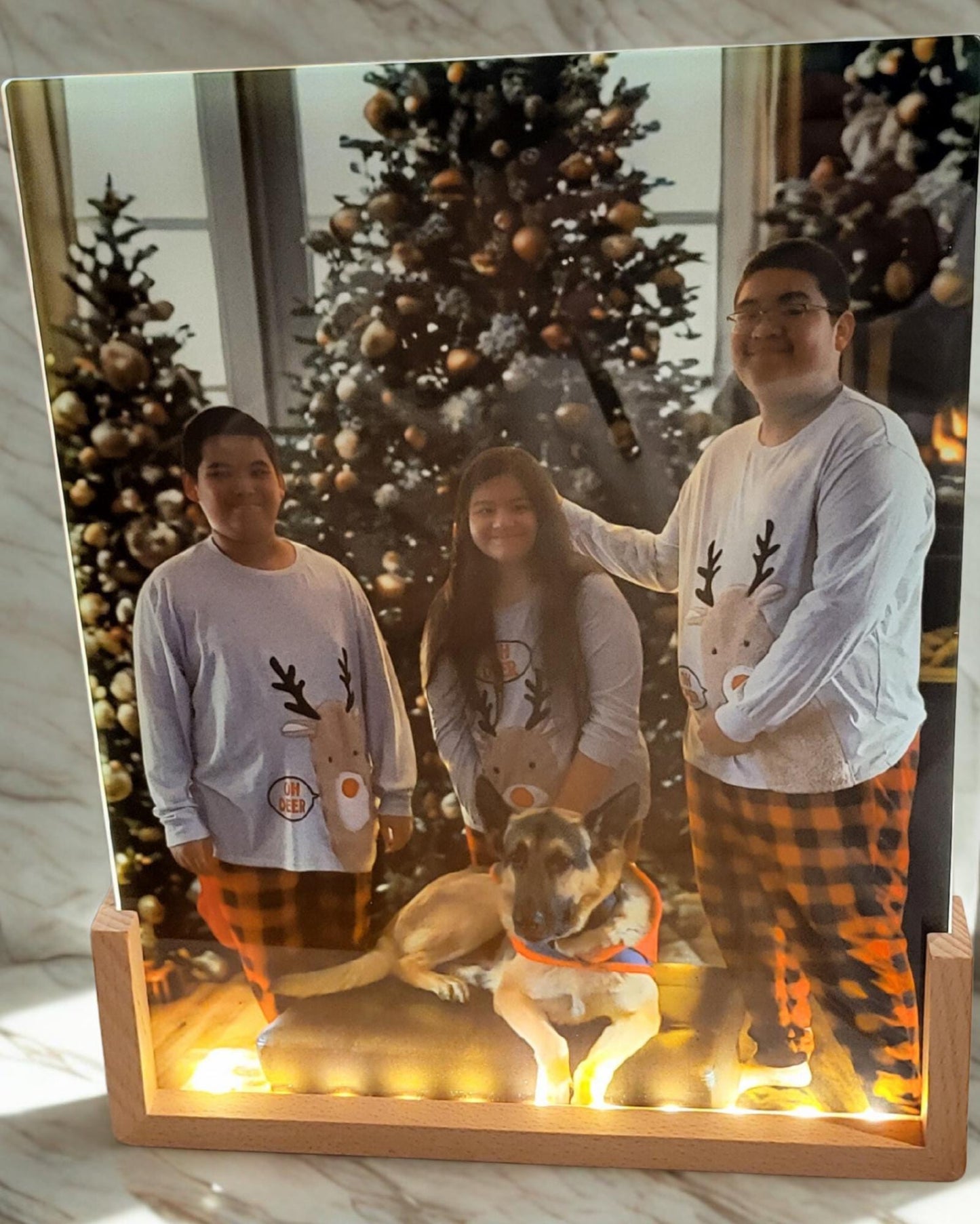 Personalized LED Photo Frame: Sublimation Glass Panel with Wood Stand