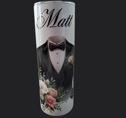 Personalized Wedding Tumblers Set: Bride and Groom Design, Insulated Travel Cups