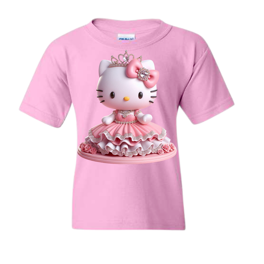 Pink Cartoon Kitty Tee/Unisex