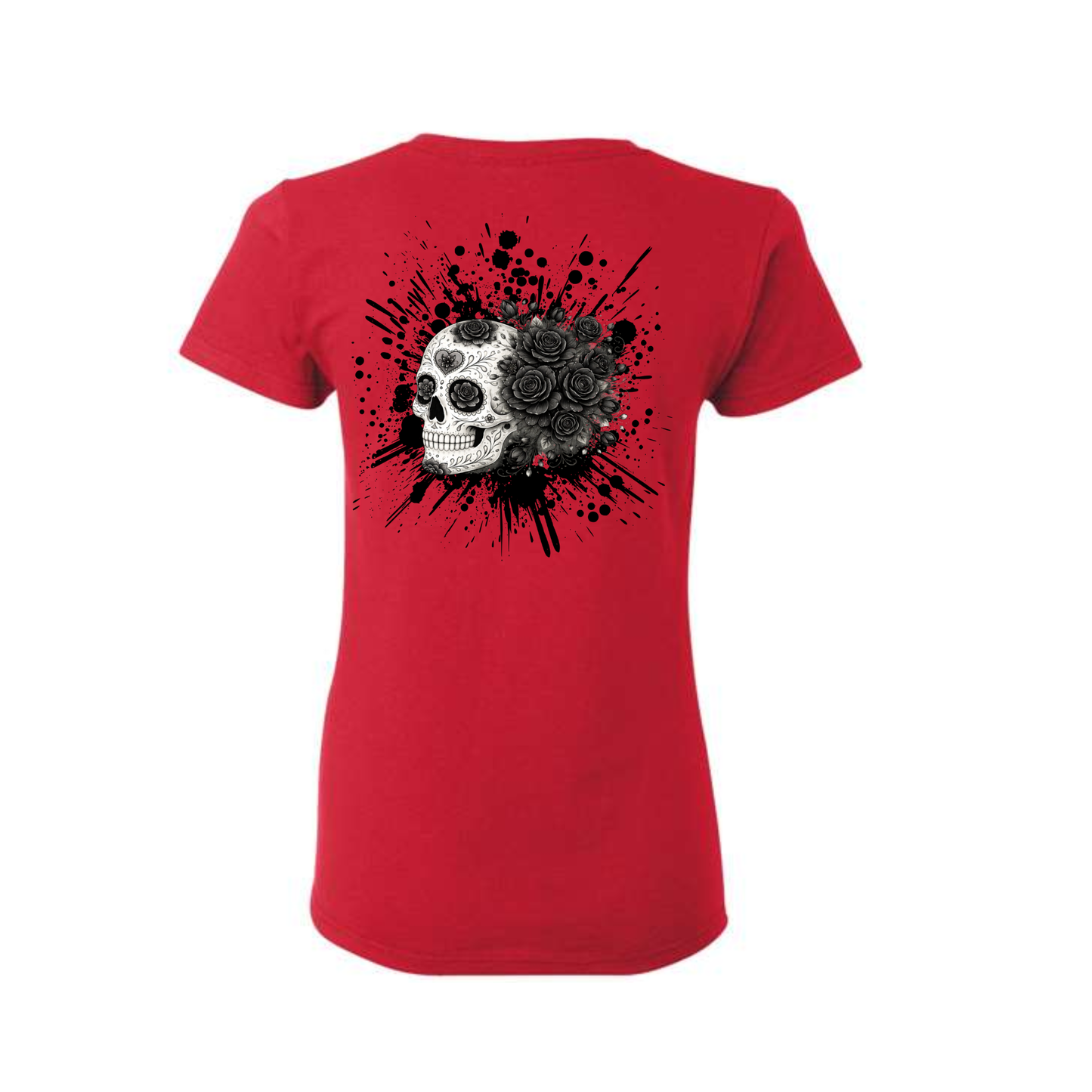 Floral Skull Tee/ Black Roses