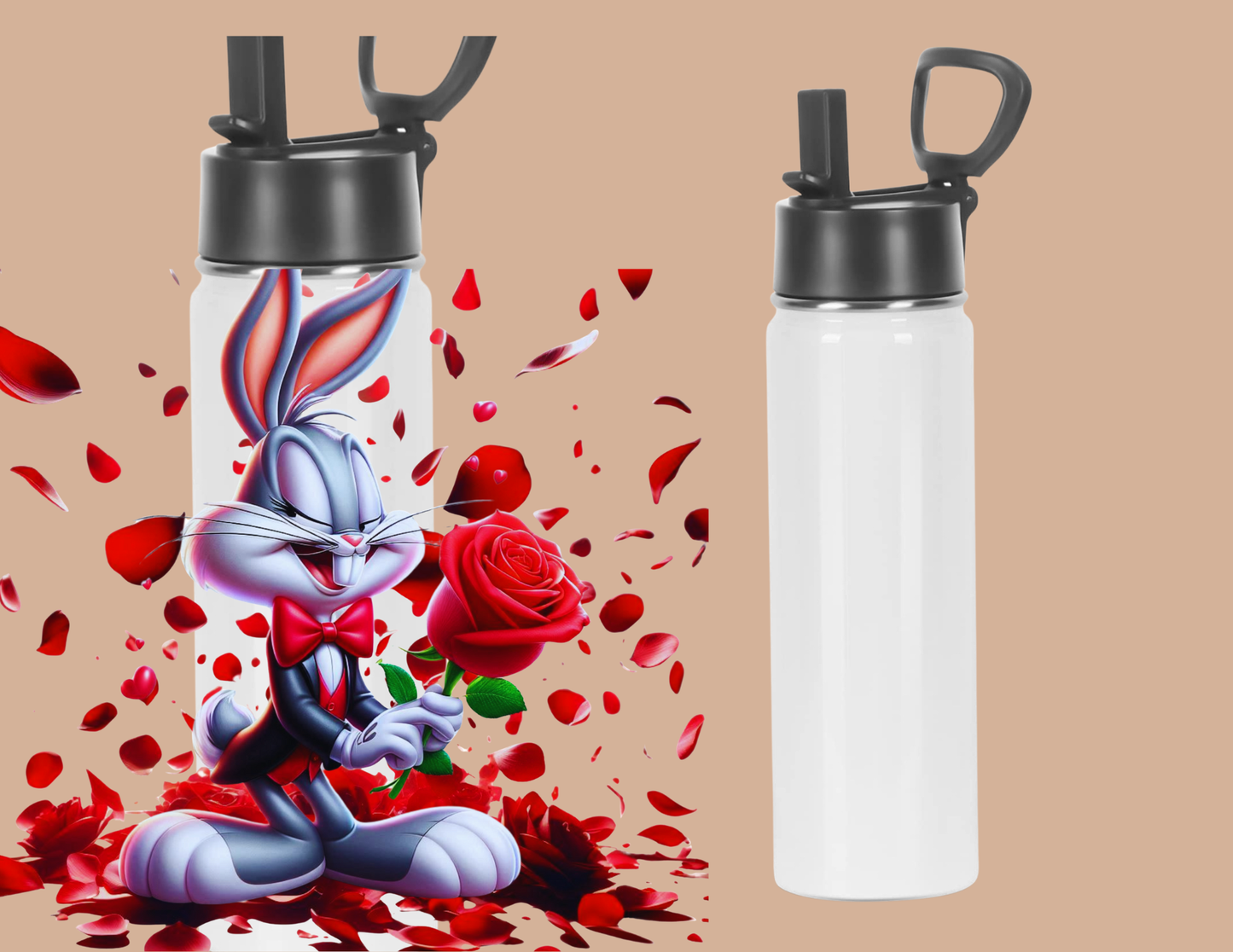 Flirty Tumbler – 20oz Stainless Steel Cup with Roses, Personalized Cartoon Drinkware for Fans