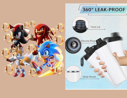 Favorite anime Sonic 20oz Stainless Steel, Golden Rings