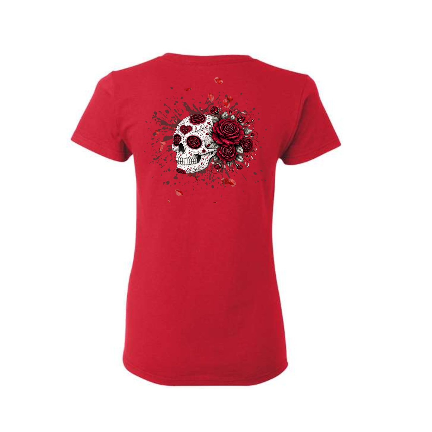 Red Roses decorative Skull T-shirt