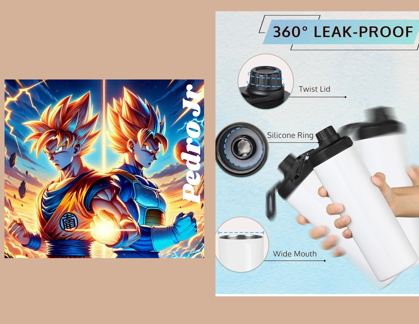 Custom Anime Water Bottle – 22 OZ  Design (Front & Back)