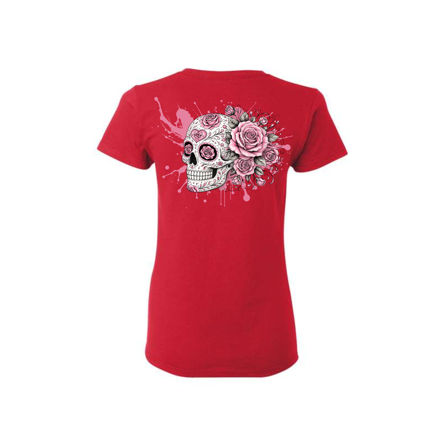 Pink Roses decorative Skull T-shirt