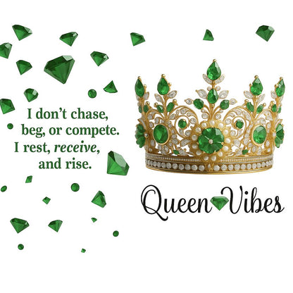 Personalized “Queen Vibes” 20oz Tumbler – Red Gems & Crown Design ( Front and Back image)