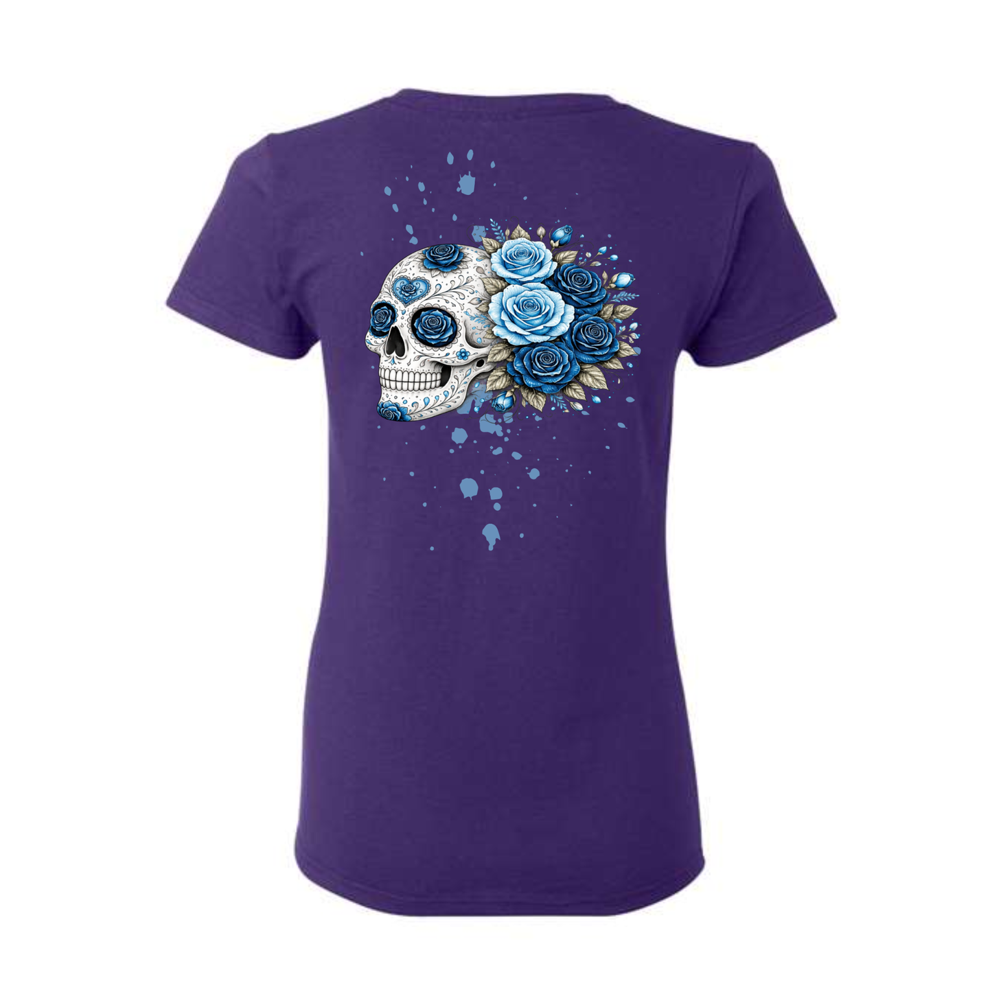 Blue Roses decorative Skull T-shirt