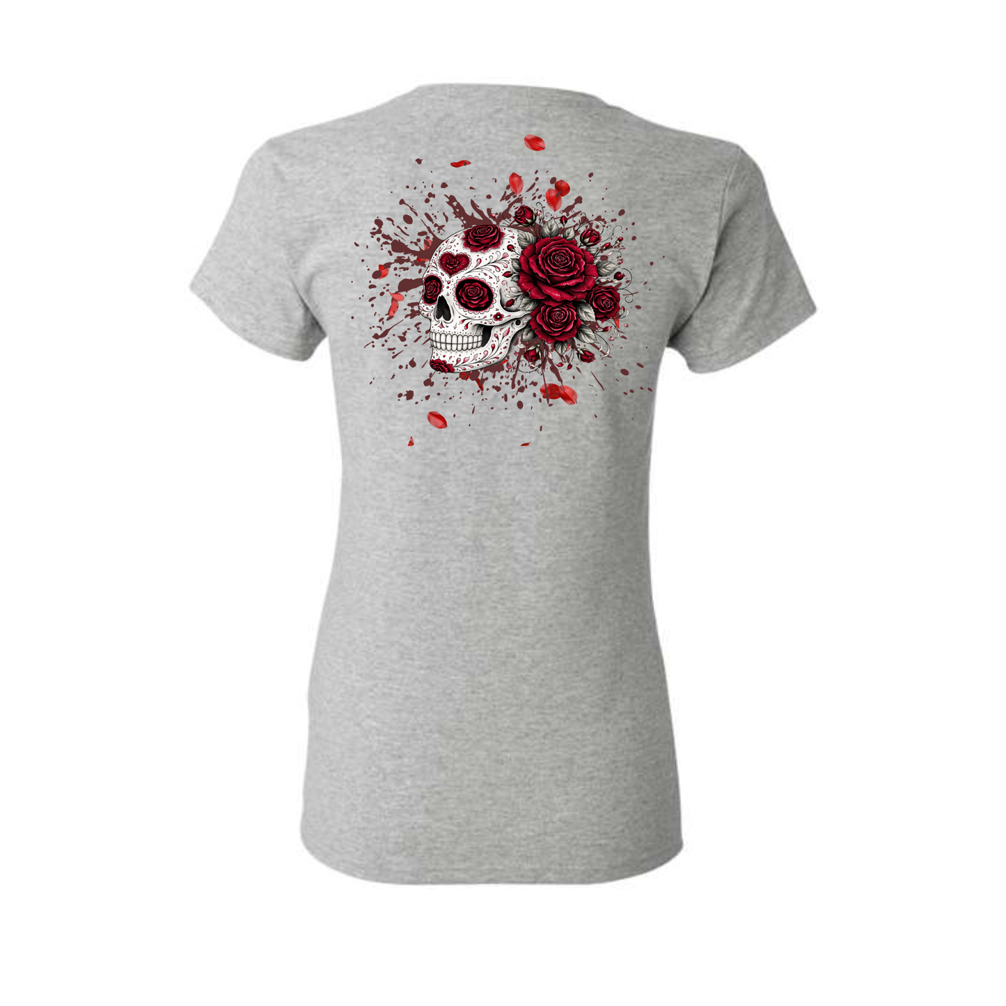 Red Roses decorative Skull T-shirt