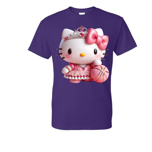 Pink Cartoon Kitty Tee