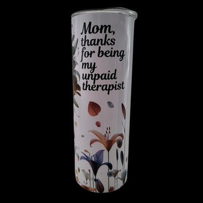 Mother's Day Floral Stainless Steel Tumbler 20oz | Skinny Insulated Cup | Botanical Travel Mug |  Gift for Her or Mom | Hot & Cold Drink Cup