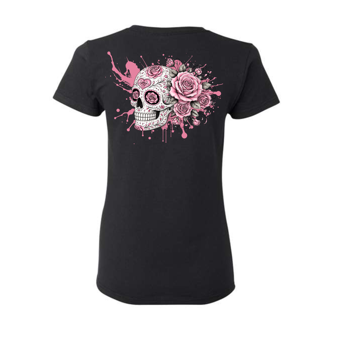 Pink Roses decorative Skull T-shirt