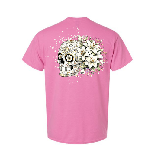 Floral Skull Unisex Tee – Bold, Minimal & Edgy Style