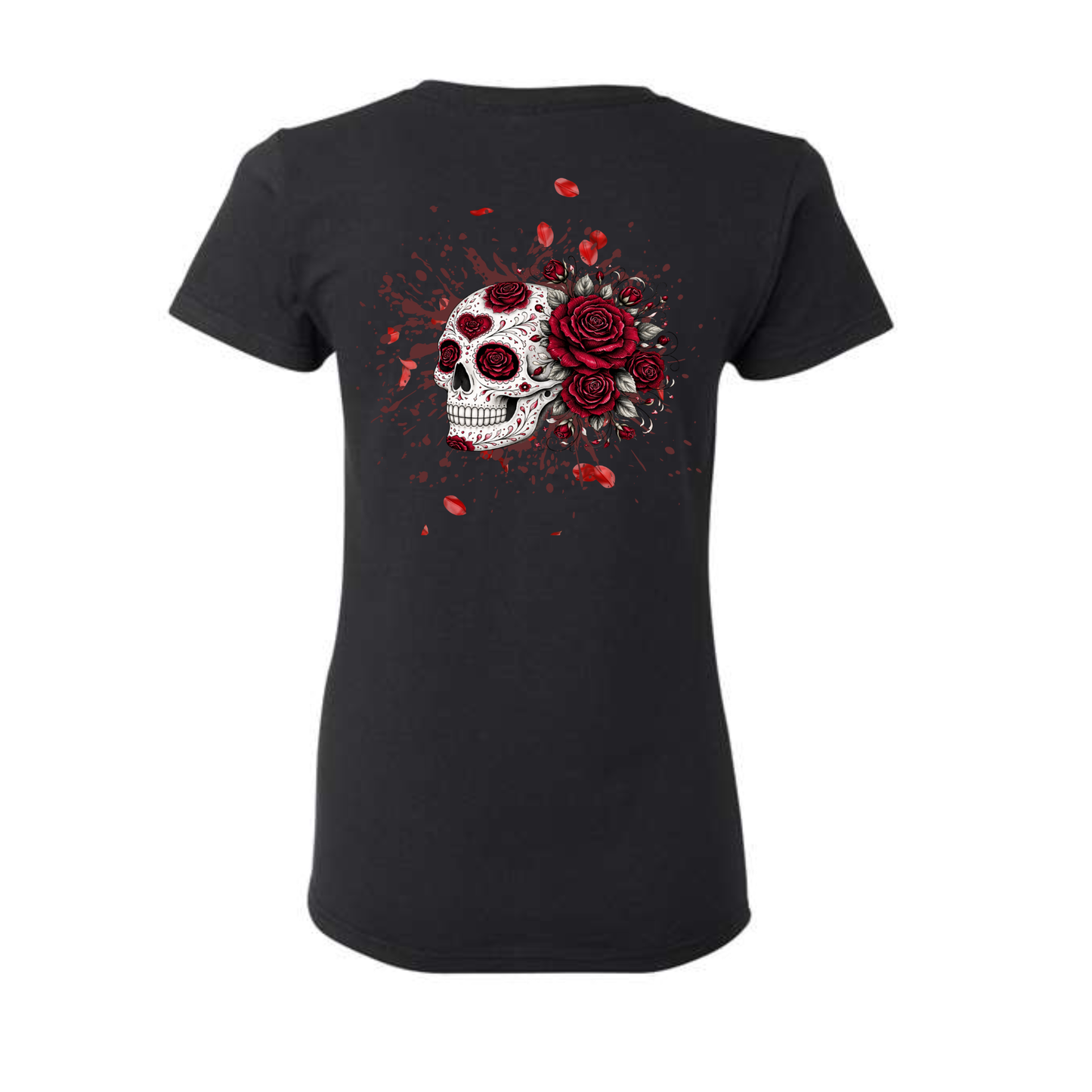 Red Roses decorative Skull T-shirt