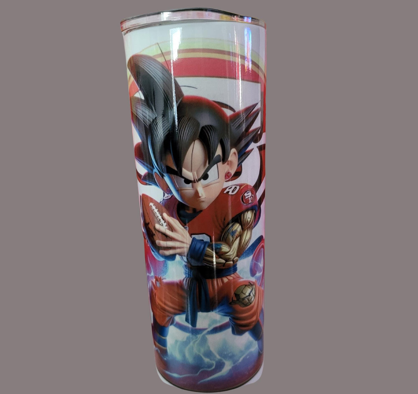 Personalized Tumbler anime holding San Francisco 49ers logo, Insulated Tumbler, 20oz Stainless Steel Travel Cup, Anime Character Design